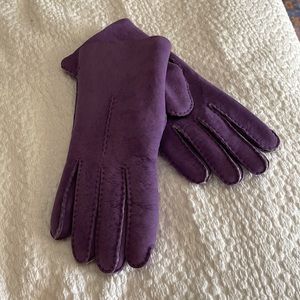 Madova purple leather gloves -wool lined